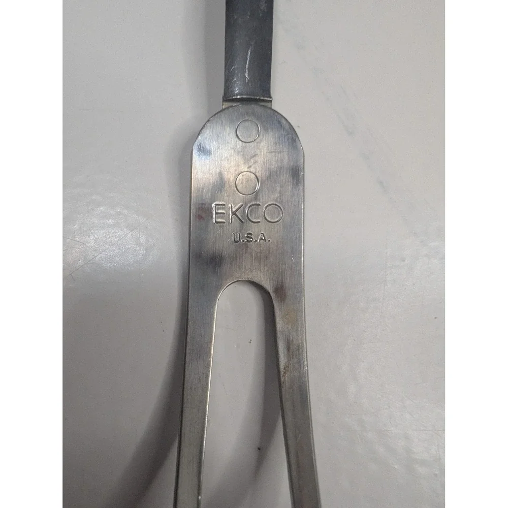 Vintage EKCO USA Meat Carving Fork Stainless Steel Black Handle 12.5 Inch